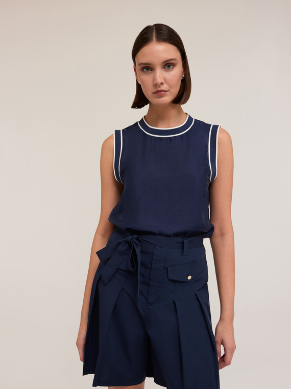 Lyocell blend top with ribbed trims