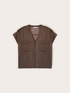 Camisa en georgette laminada con bolsillos image number 4