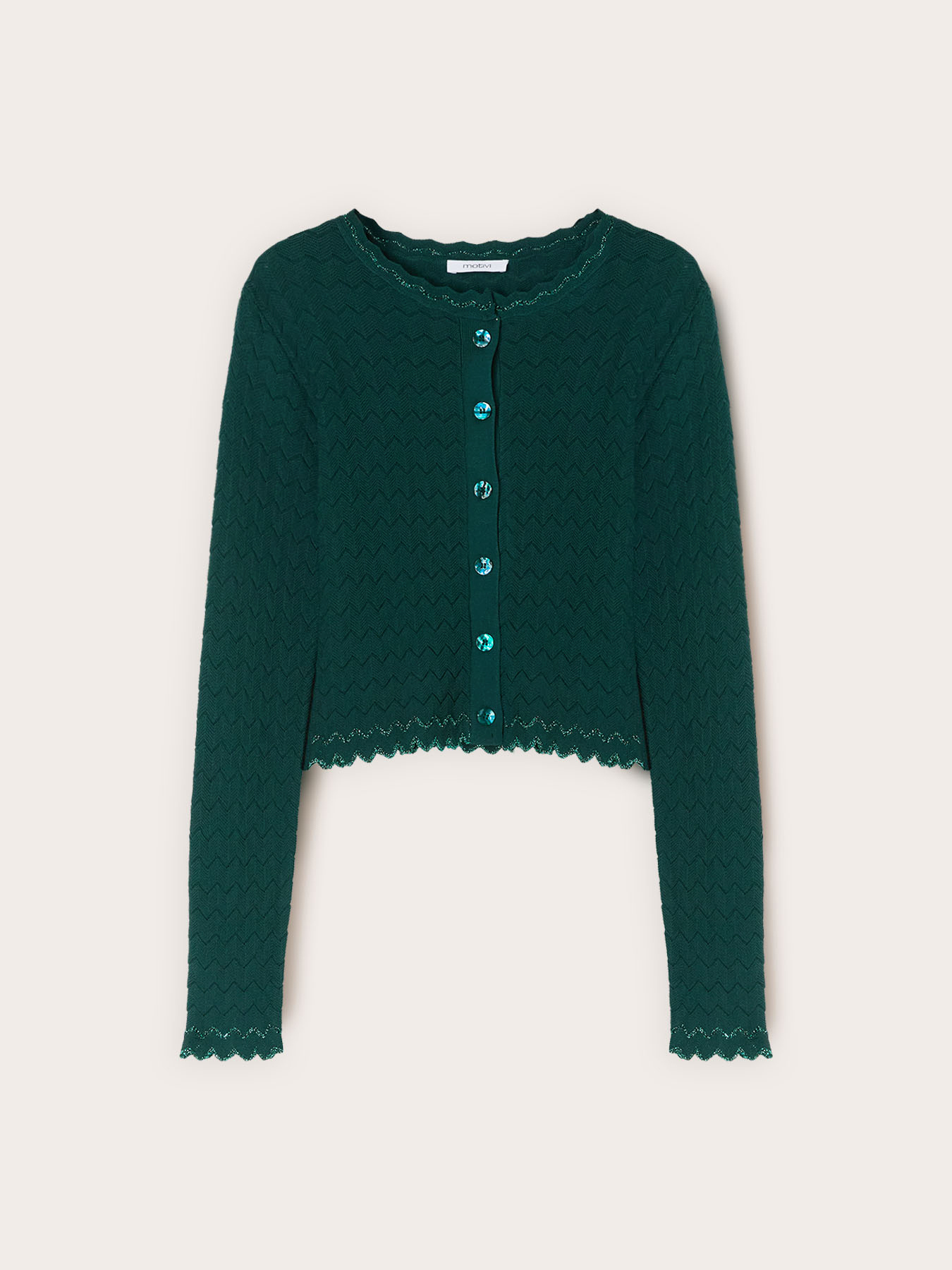 Short lace-effect knit cardigan image number 4