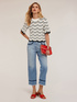 Wavy stitch striped sweater image number 0
