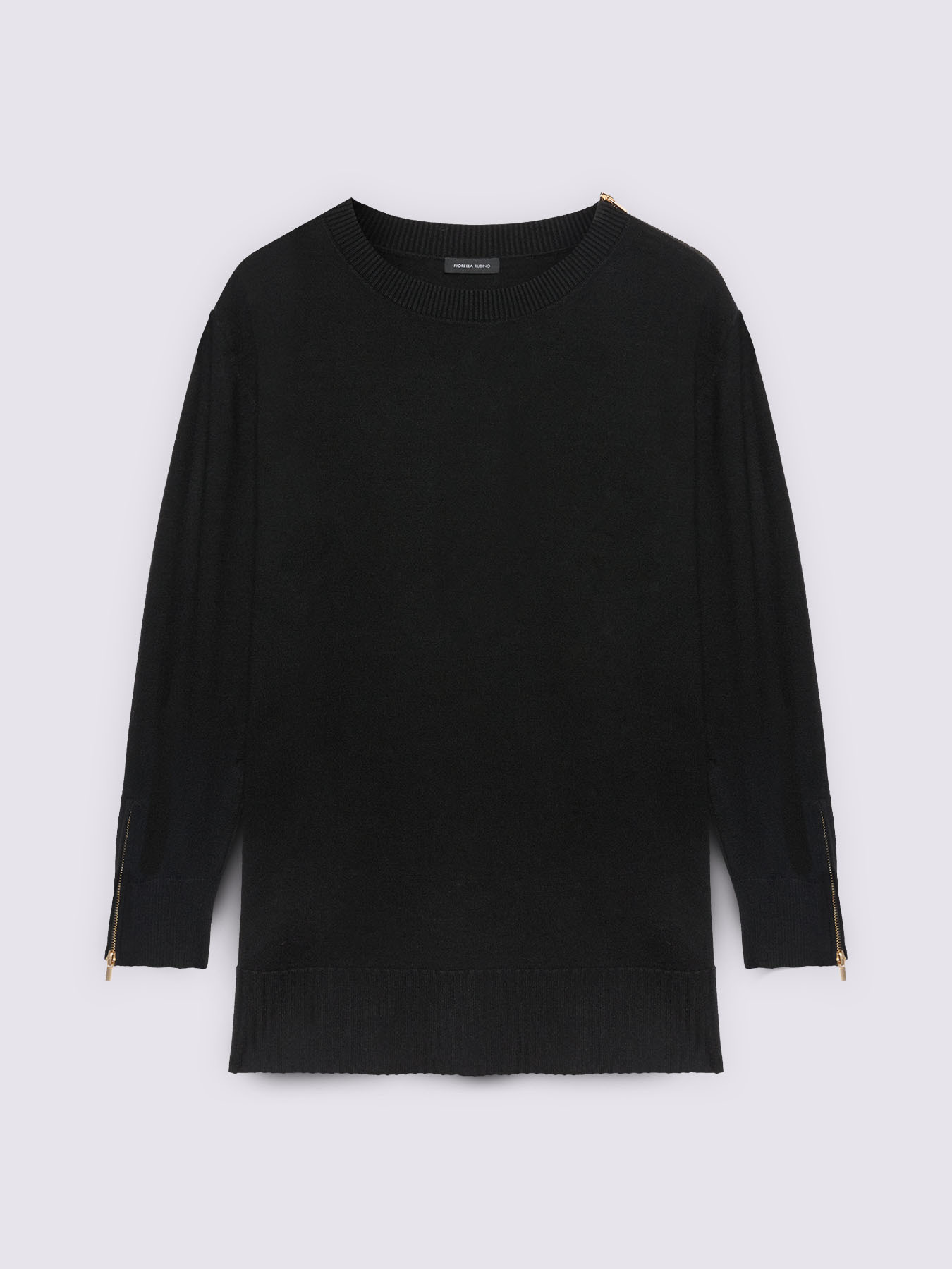 Crew neck sweater with decorative zippers image number 4