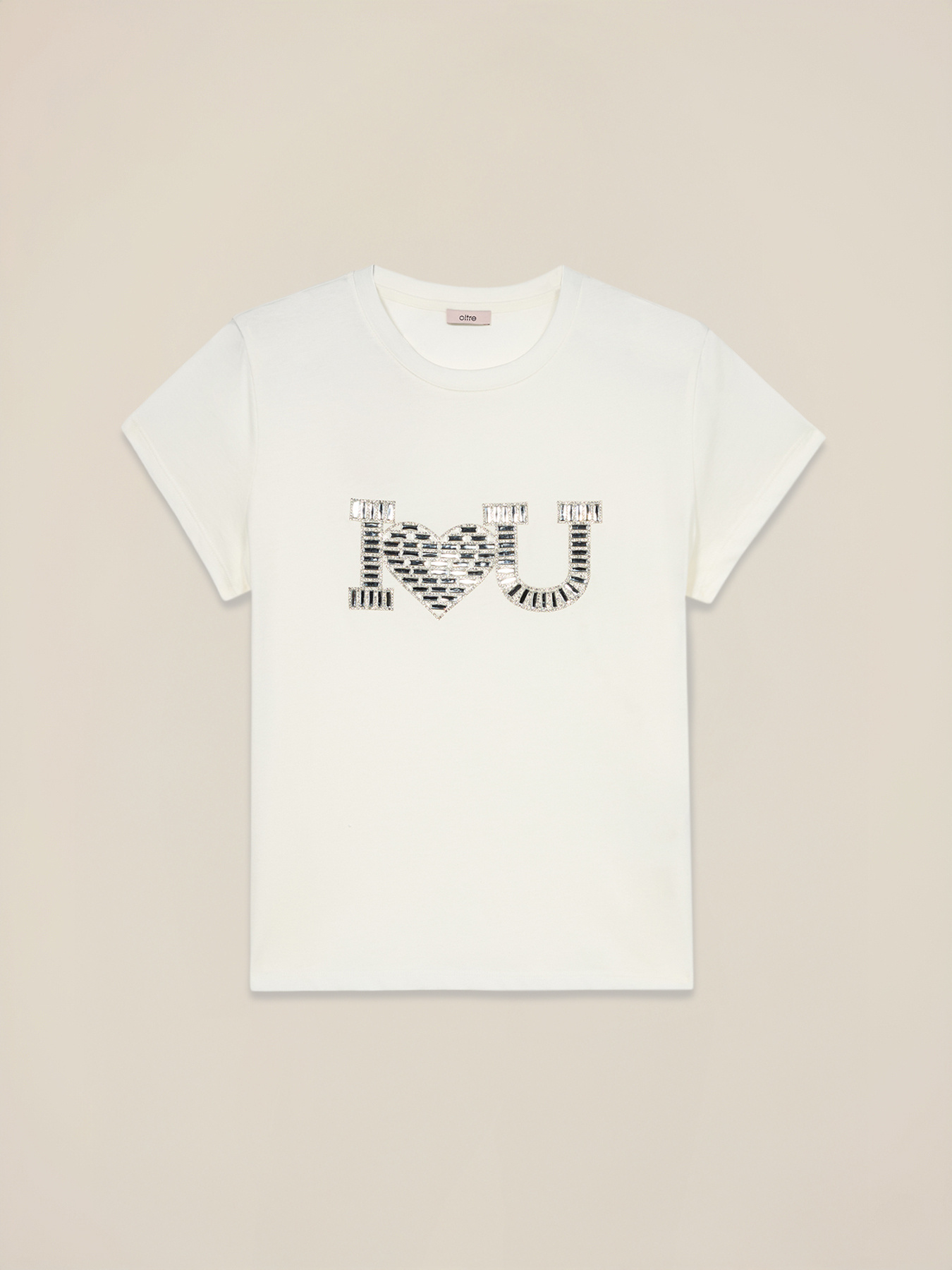 Jersey T-shirt with jewel appliqué image number 4