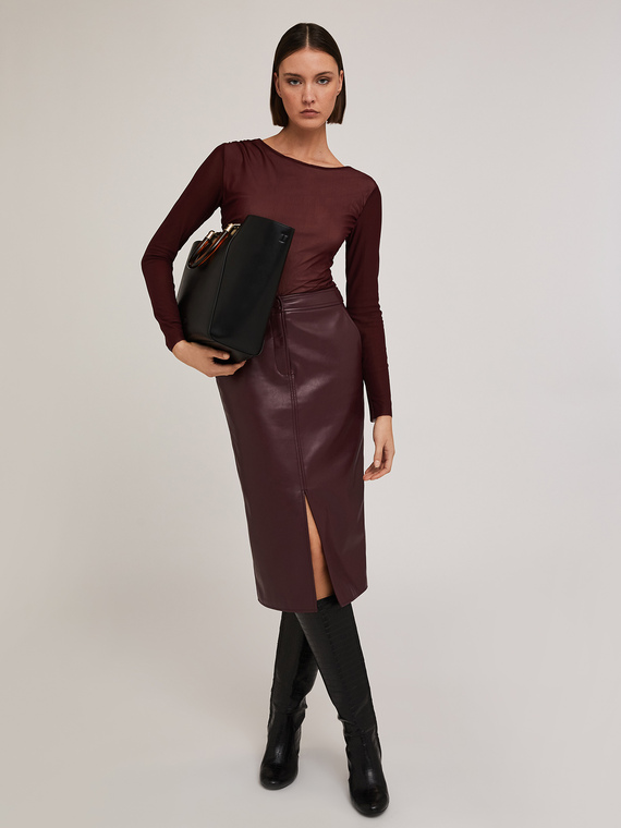 Long-sleeved tulle T-shirt