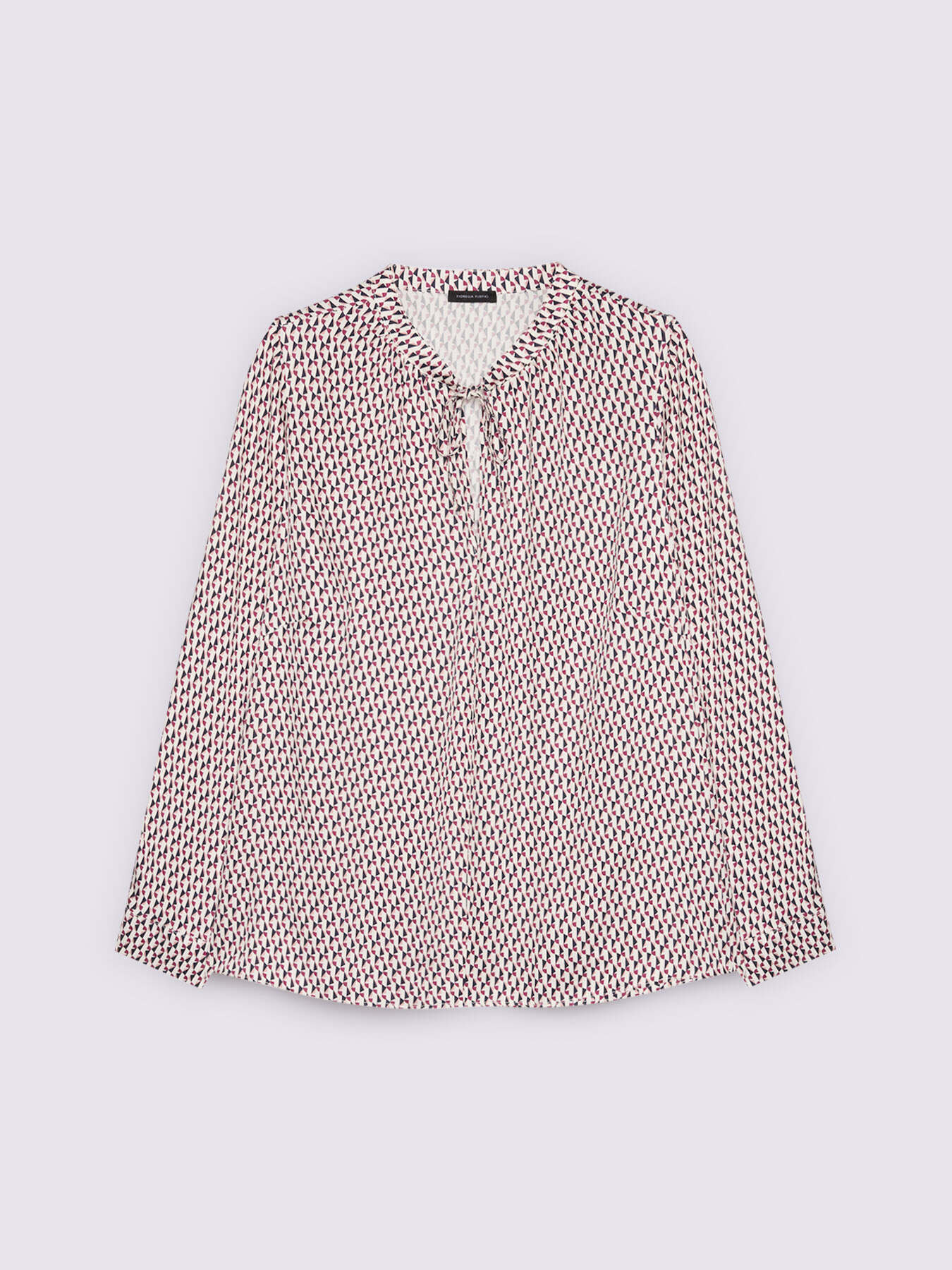 Blusa stampa geometrica in raso image number 5