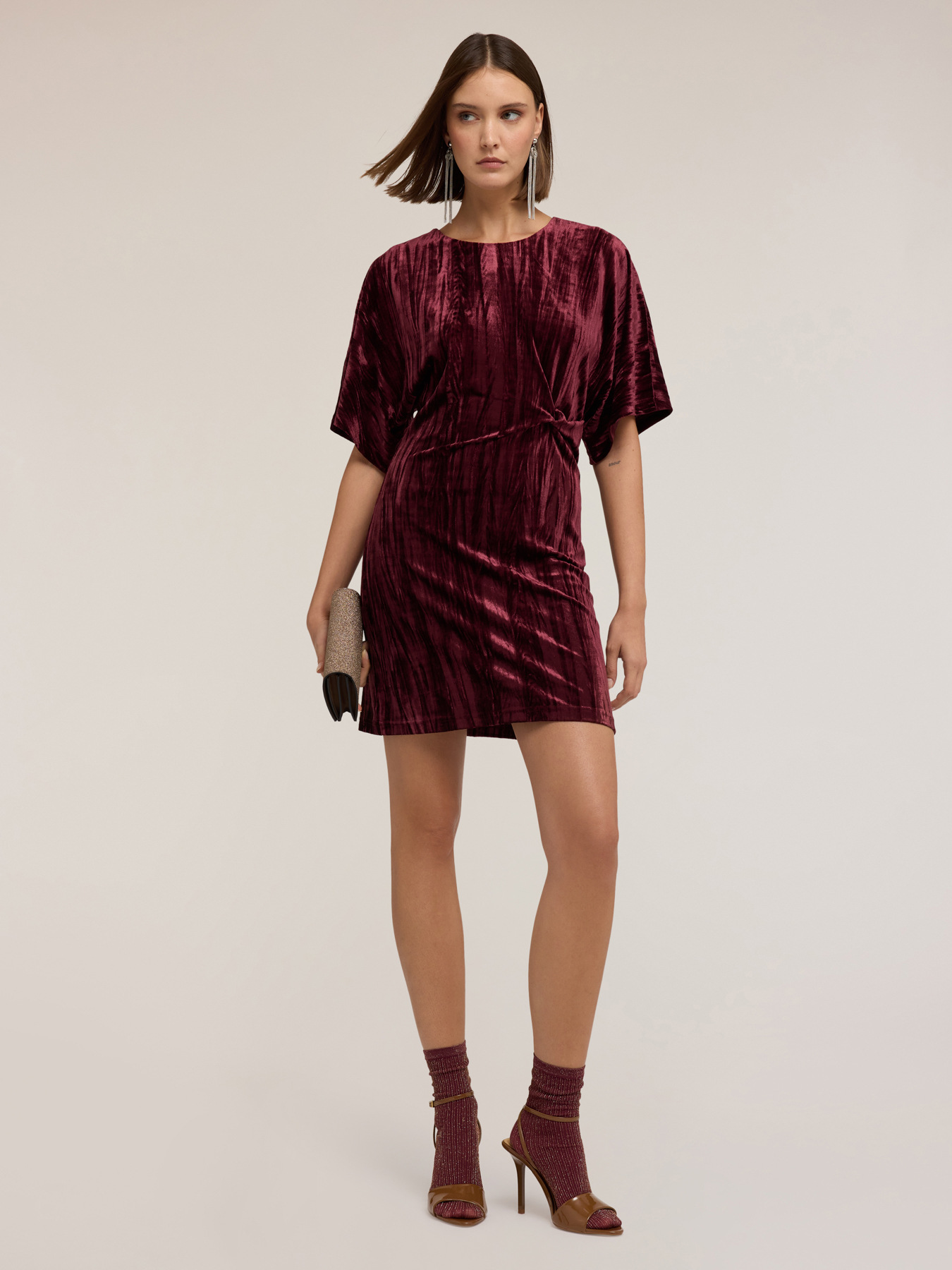 Robe kimono en velours plissé image number 3