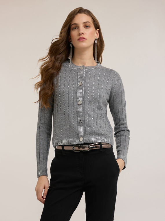 Cropped Strickjacke mit Strass