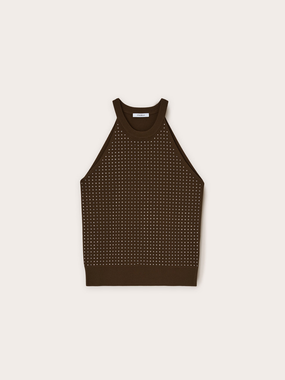 Top in maglia con strass