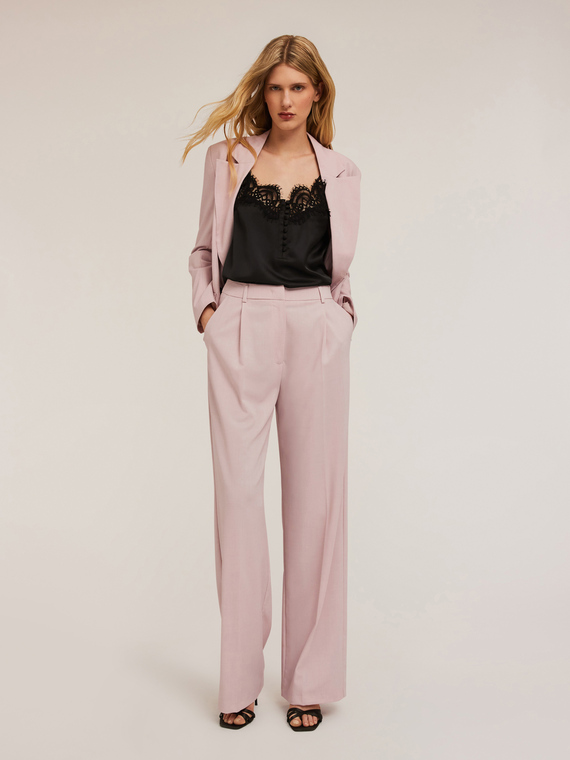 Top lingerie in raso con bordo in pizzo