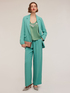 Pantaloni palazzo satin con piping laterale image number 1