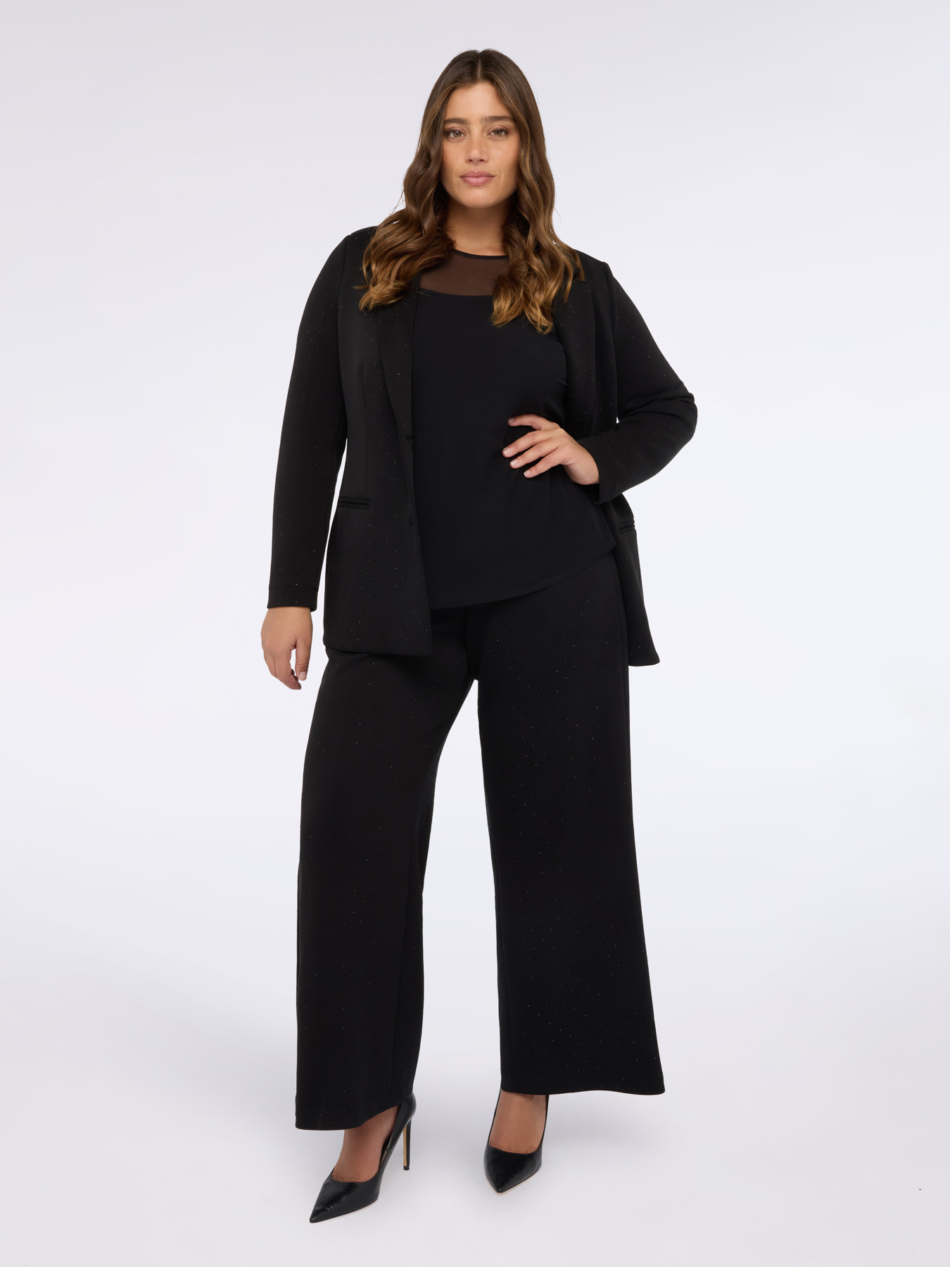 Blazer in Punto Milano tempestato di punti luce image number 3