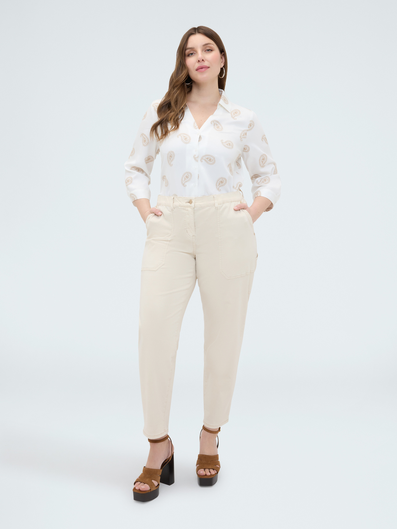 Viscose shirt with paisley embroidery image number 0