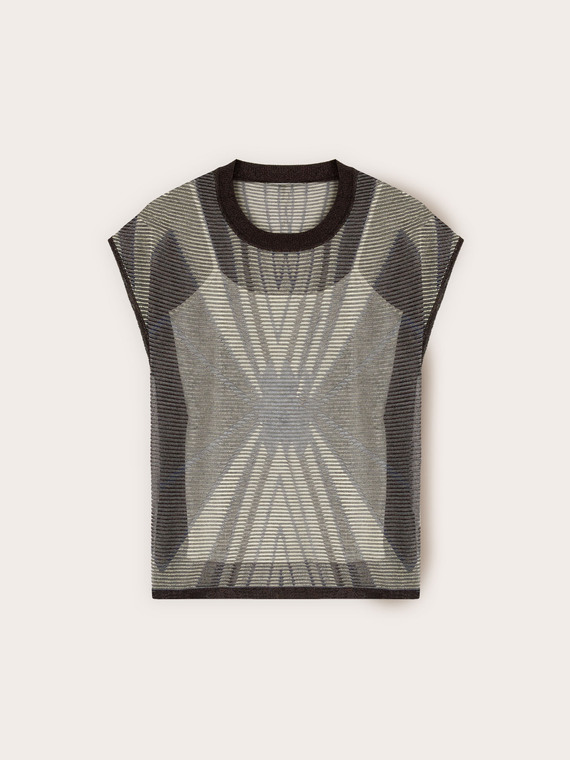 Geometric print kimono-style top