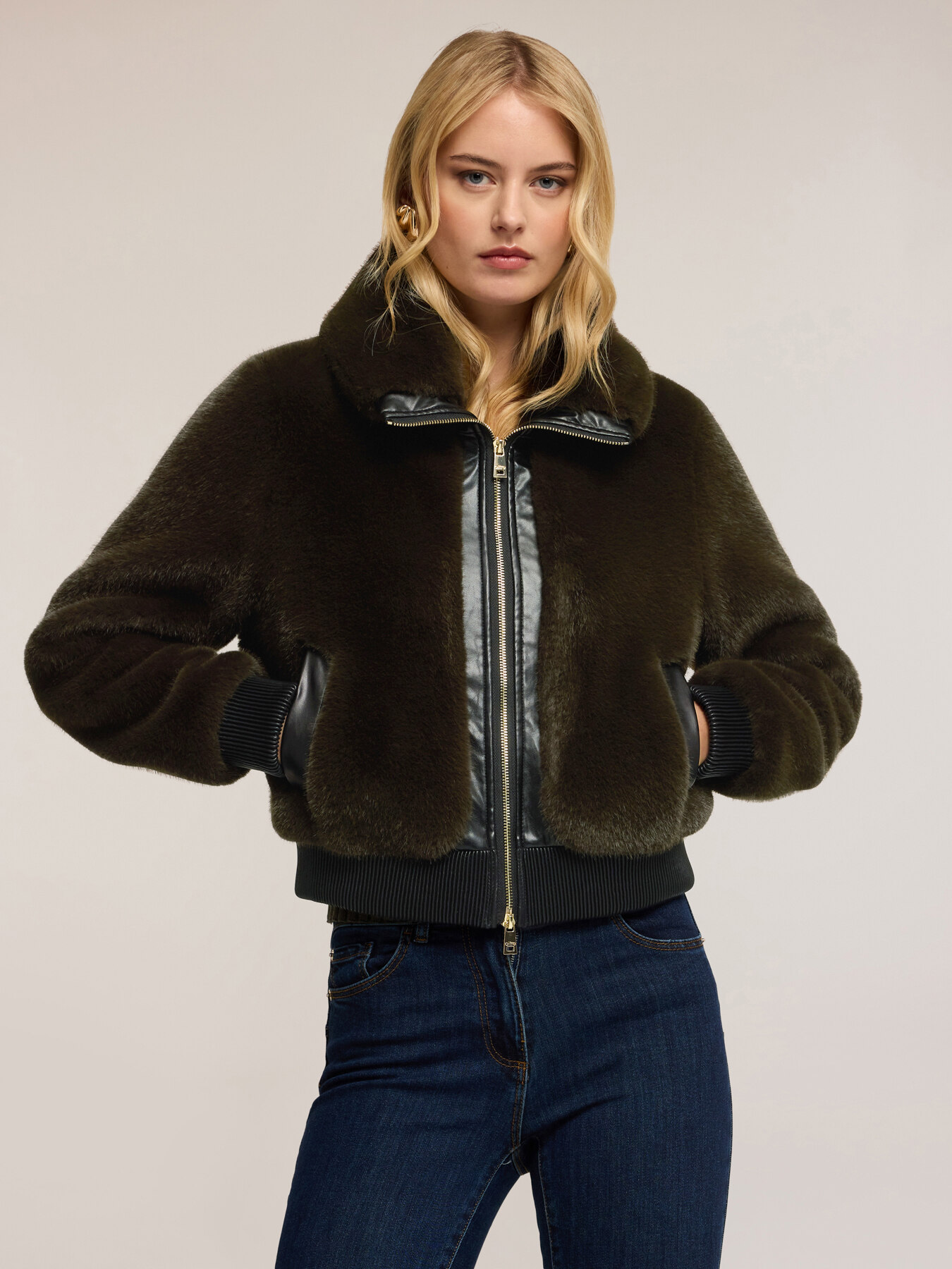 Plush-effect jacket with inserts image number 0