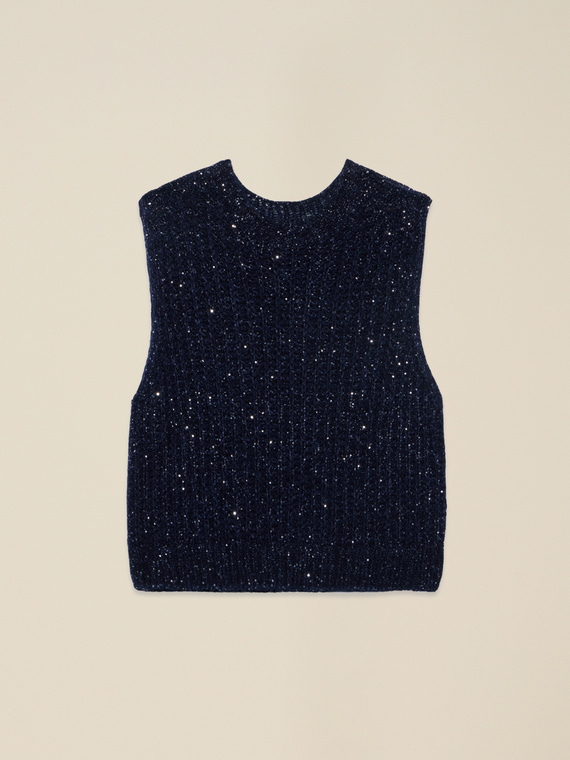 Gilet misto mohair con paillettes