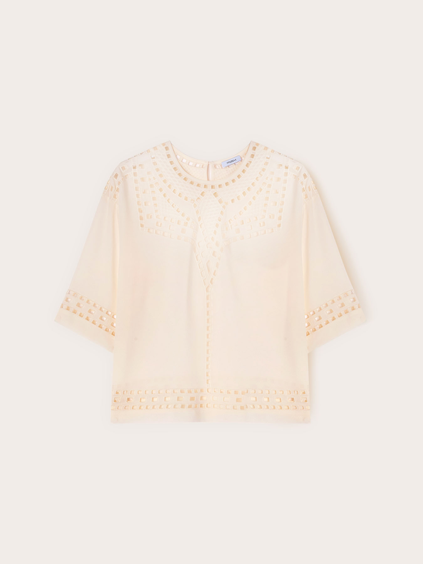 Bluză din georgette cu broderii ajour&eacute; image number 4