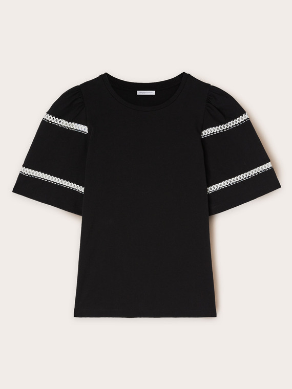 T-shirt avec manches brodées