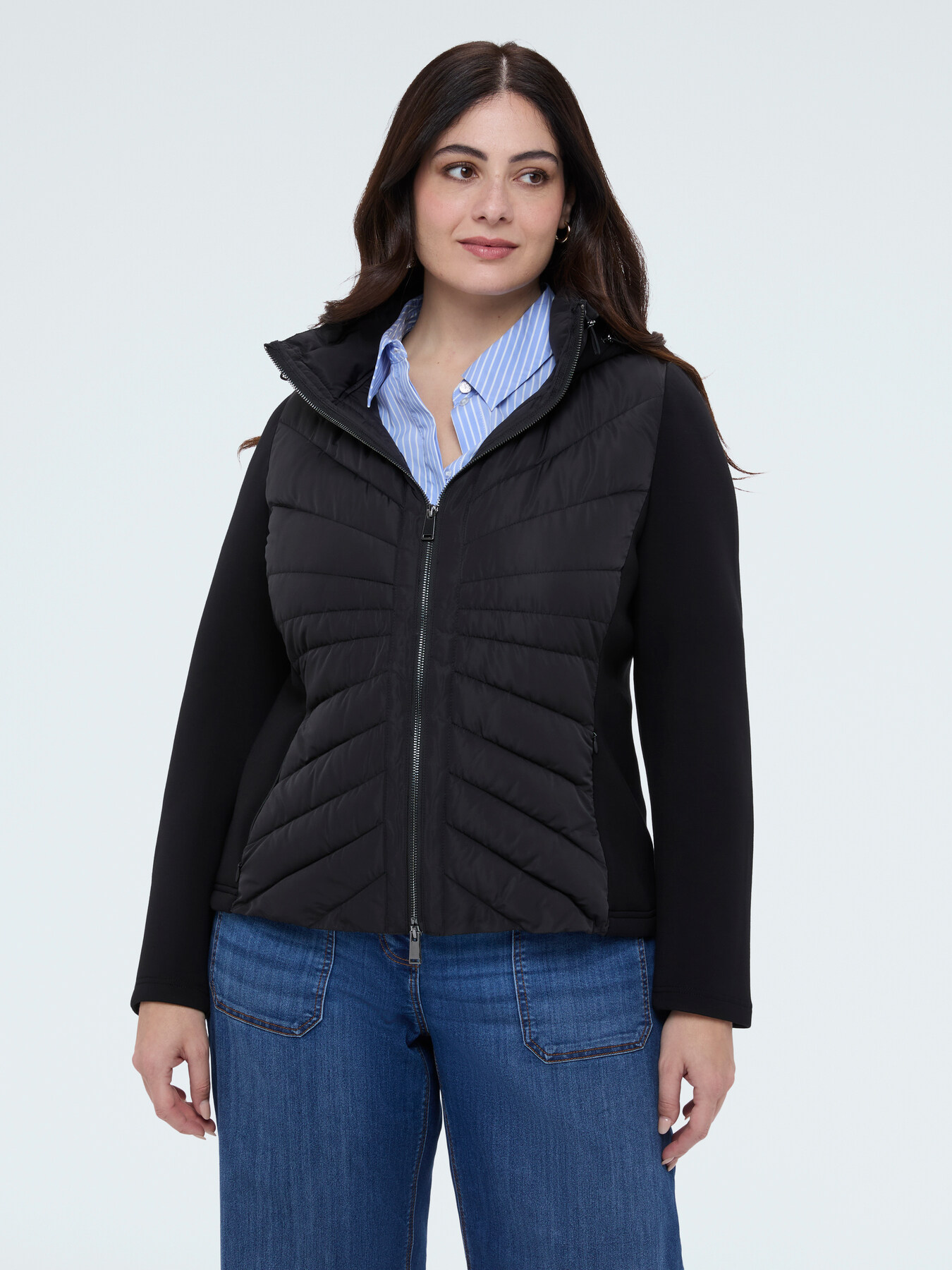 Piumino bimaterico trapuntato chevron image number 2