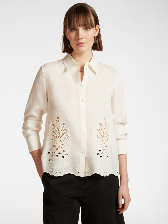 Camisa de lino con bordado calado