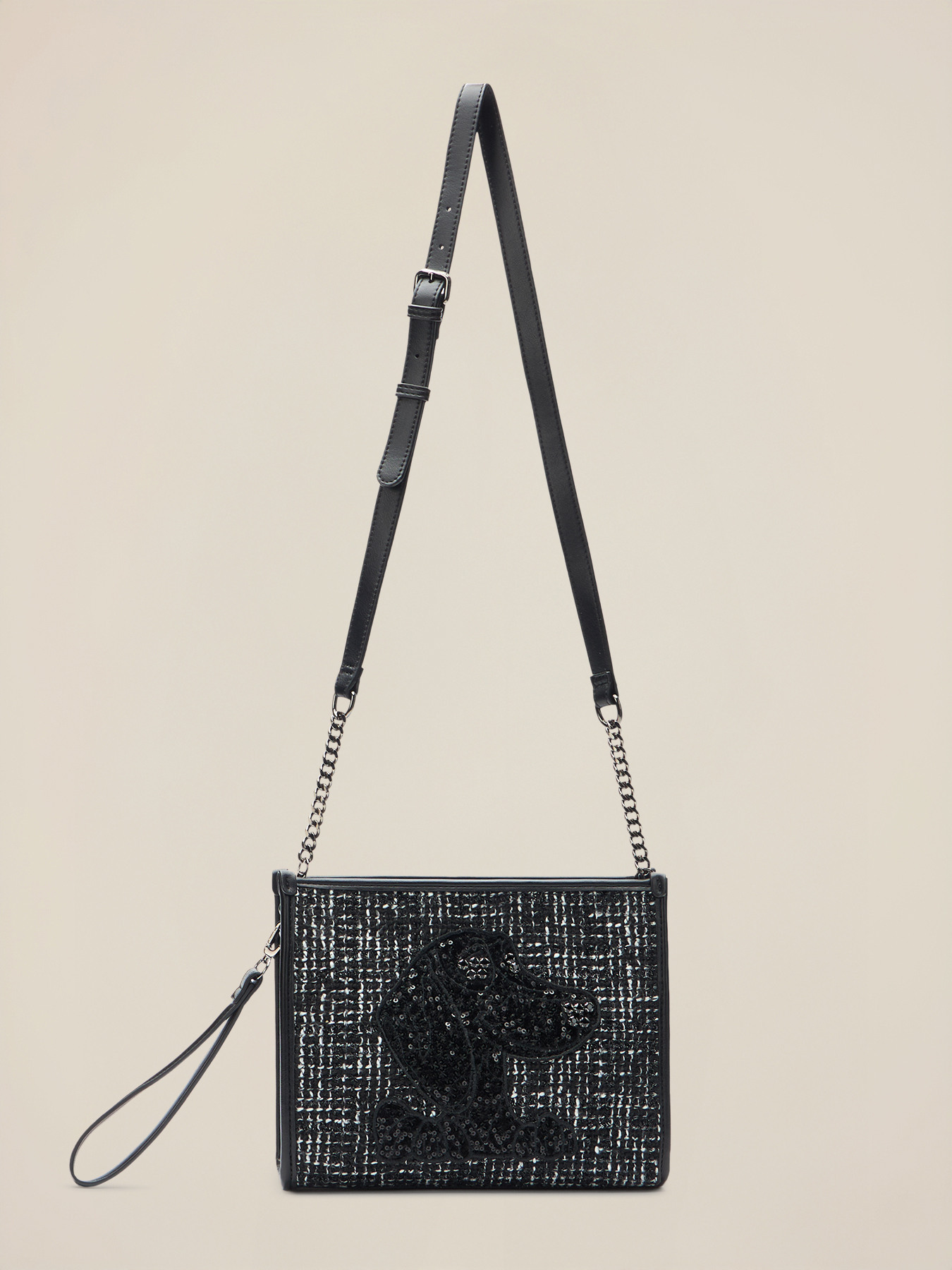 Sac shopping en tweed avec patchs image number 1