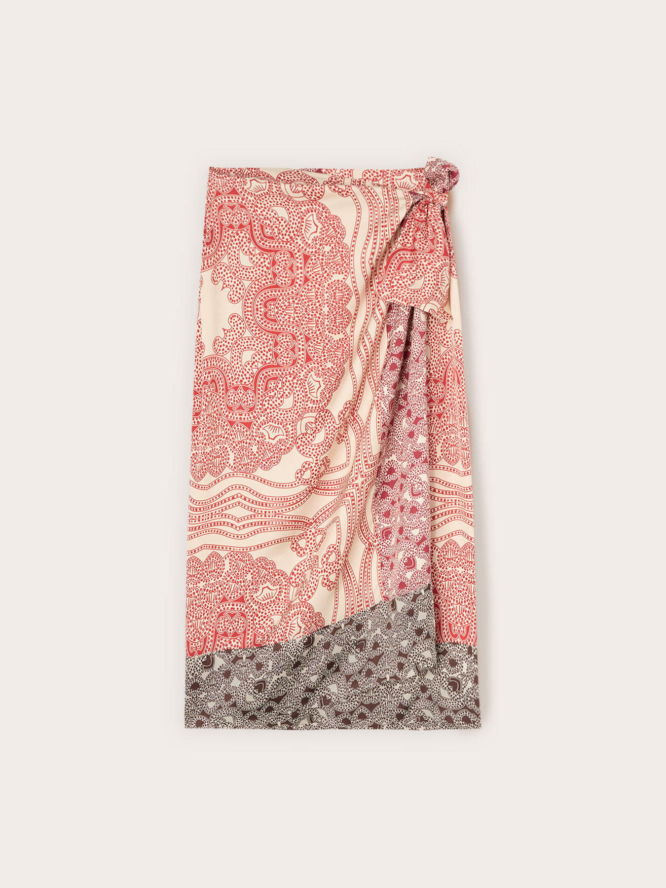 Satin pareo skirt with print image number 4