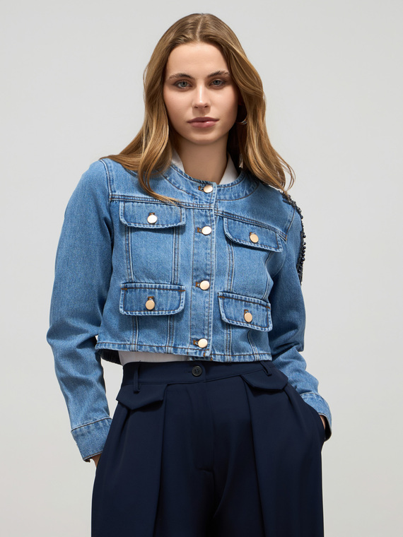 Jeansjacke mit Applikationen