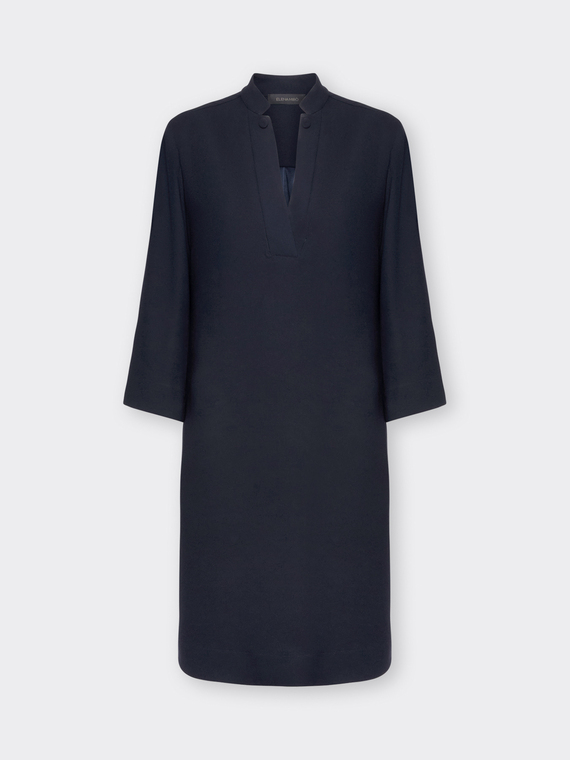 Enver satin dress with V-neckline