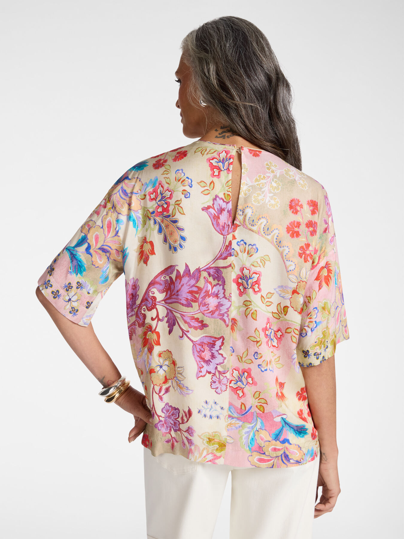 Printed blouse in viscose twill image number 1