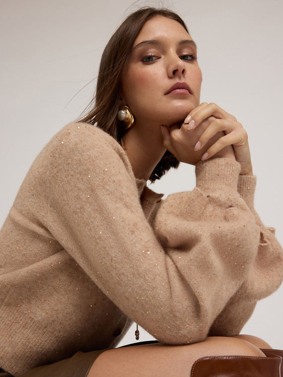 Cardigan in maglia con paillettes