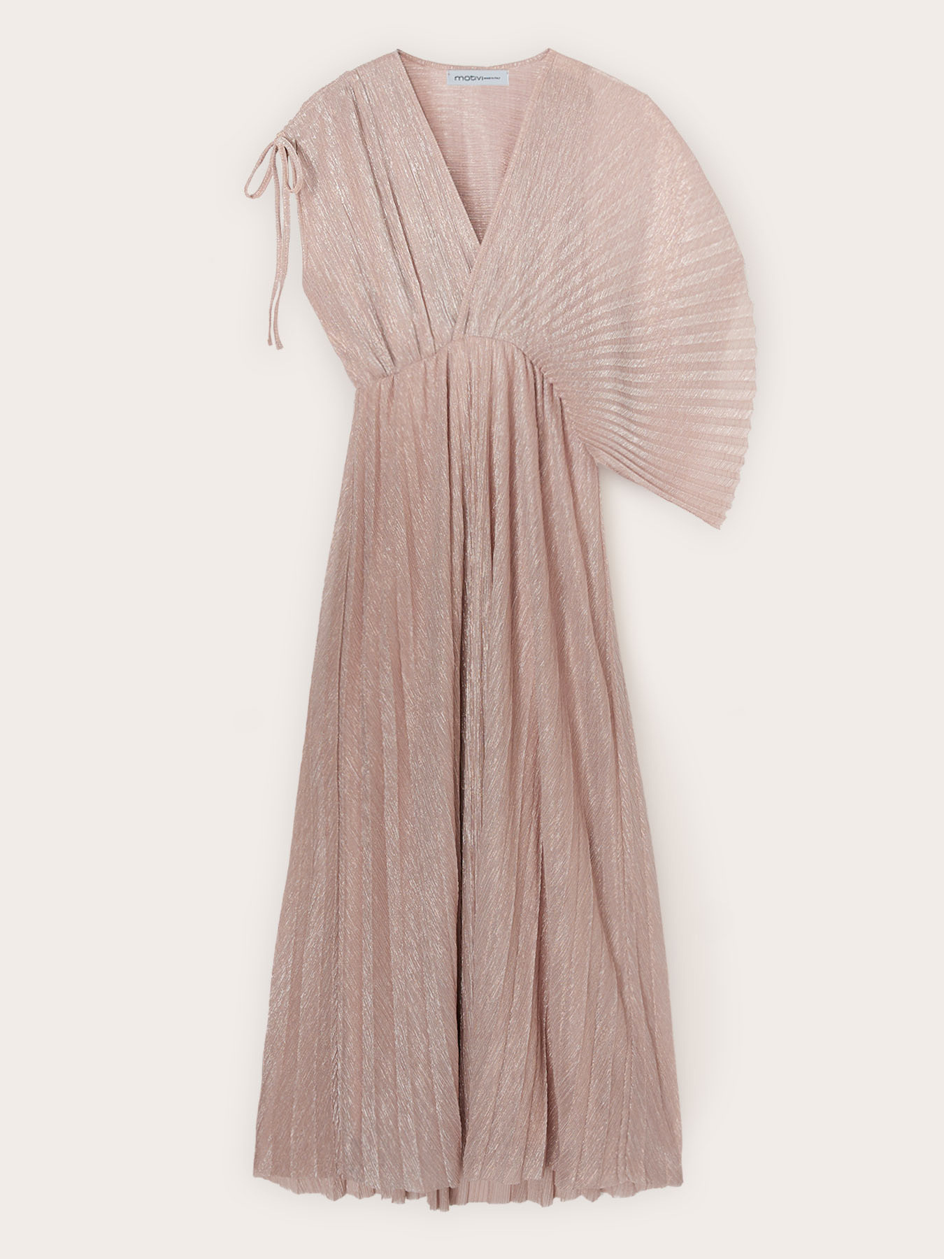 Langes plissiertes Kleid in Metallic-Optik image number 4