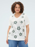 T-shirt en viscose avec imprim&eacute; fleuri et broderie image number 0