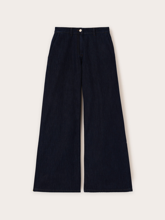 Jeans de pierna ancha azul lavado