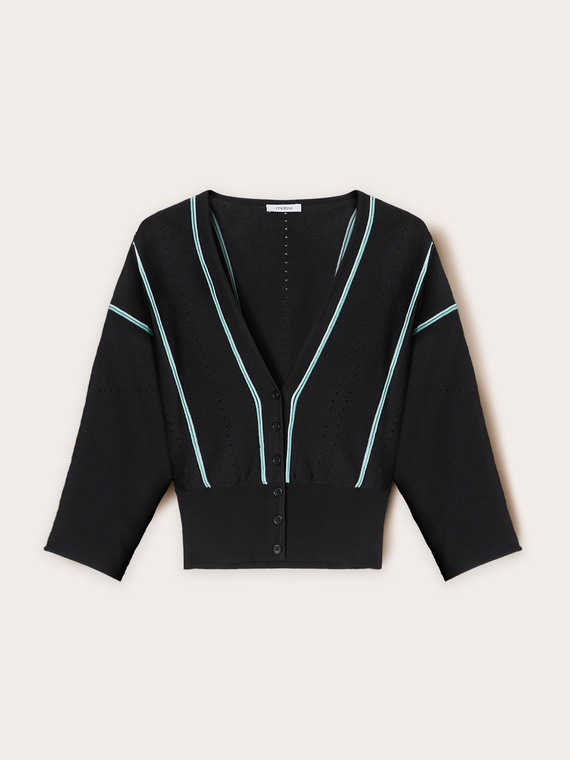 Cardigan corto in maglia a righe