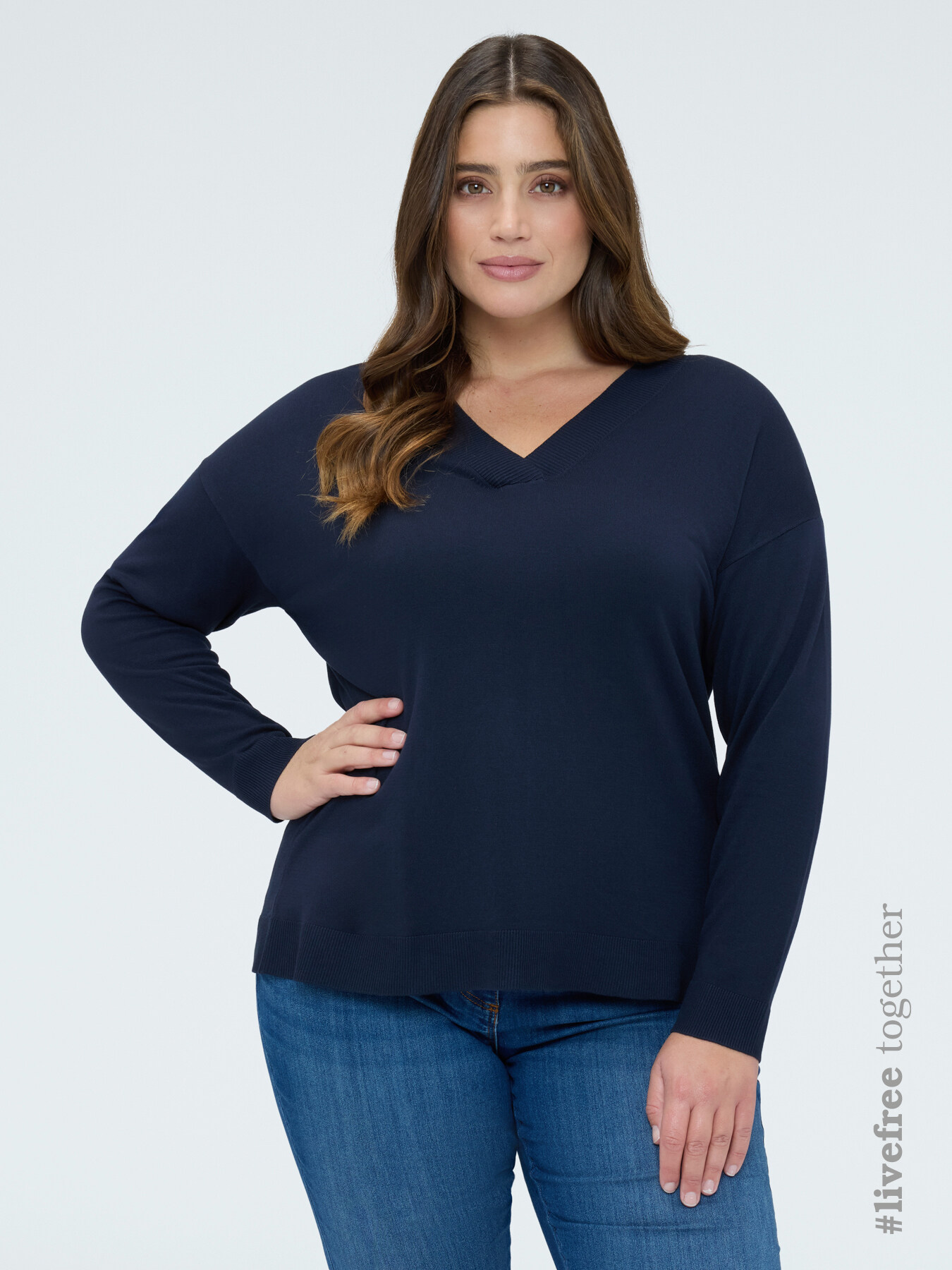 V-neck sweater in viscose blend image number 0