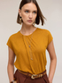 Tricou din amestec de in cu drapaj image number 2