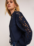 Blusa in popeline con maniche ricamate image number 3
