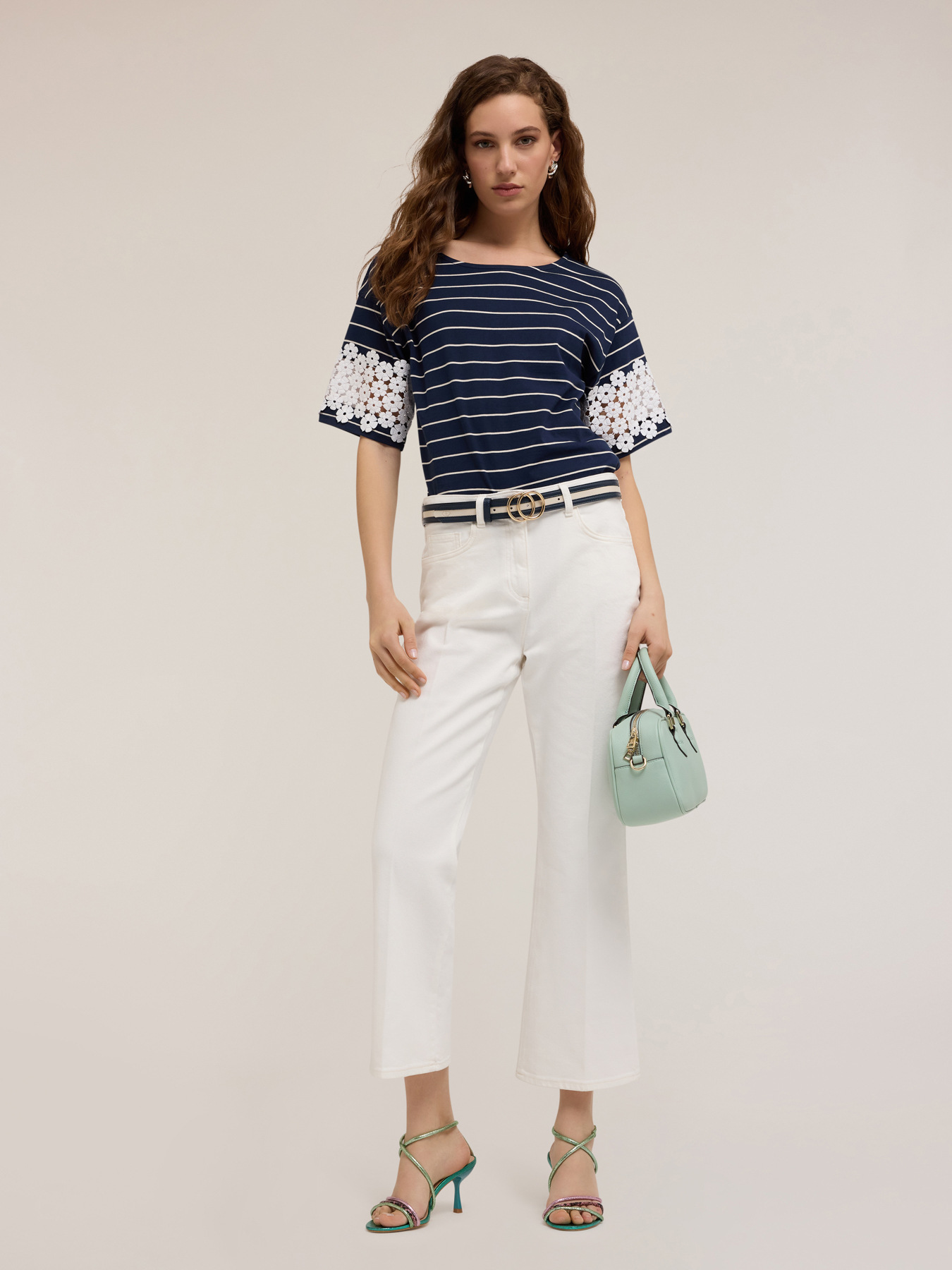Pantalon kick flare en drill de coton image number 0