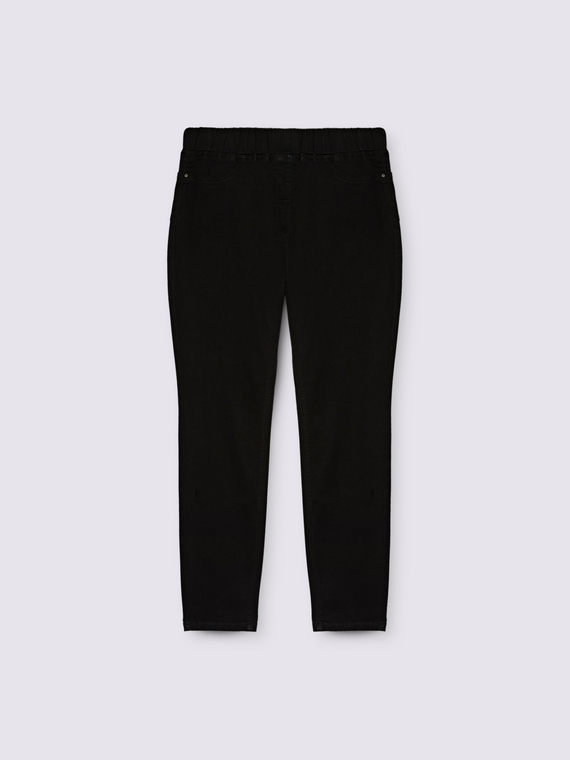 Jeggings total black con vita elasticizzata