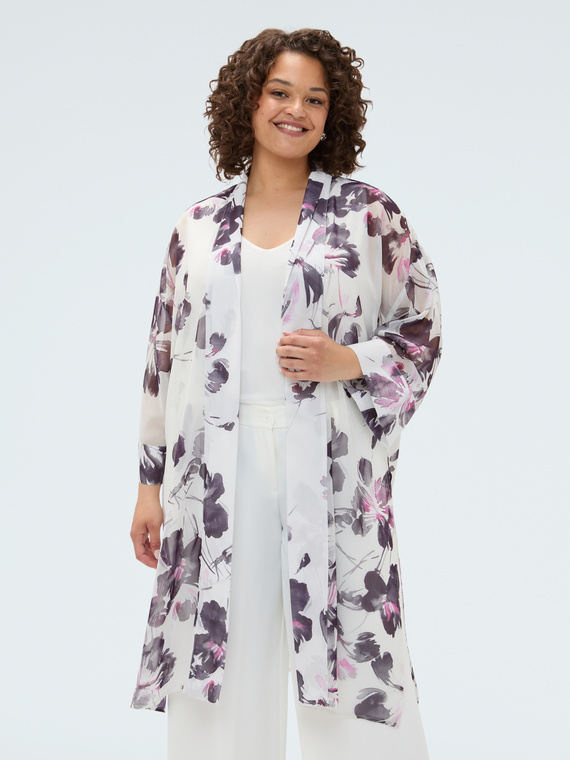 Georgette kaftan with floral print