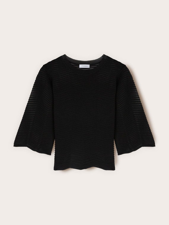 Openwork viscose blend sweater