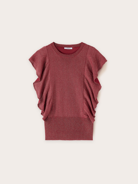 Maglia lurex con volants laterali