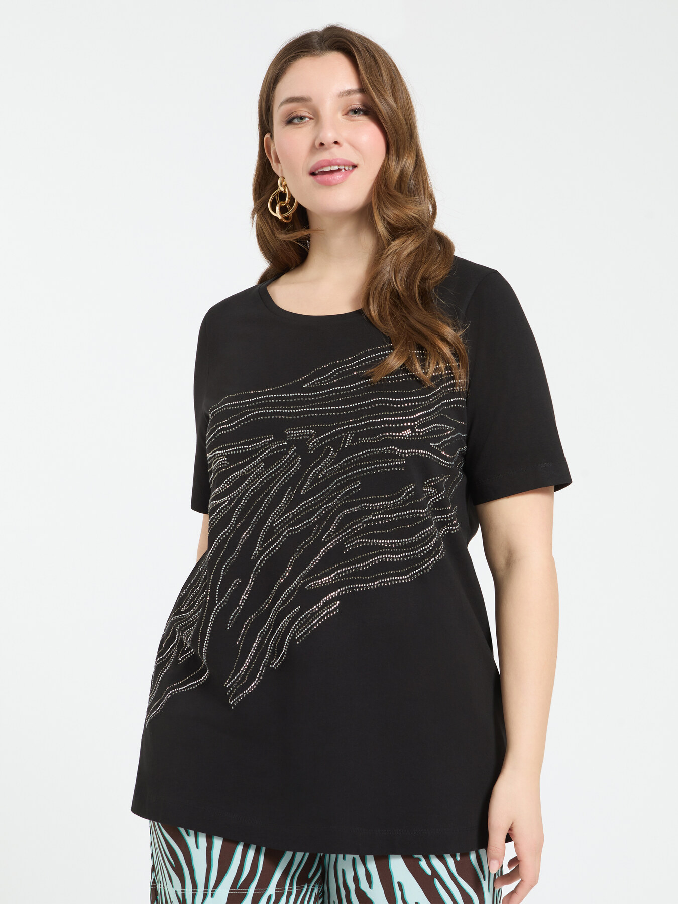 T-shirt en coton avec hotfix motif z&eacute;br&eacute; image number 0