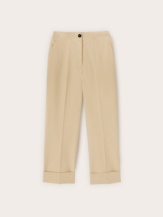 Pantalon large en tissu technique m&eacute;lang&eacute; coton