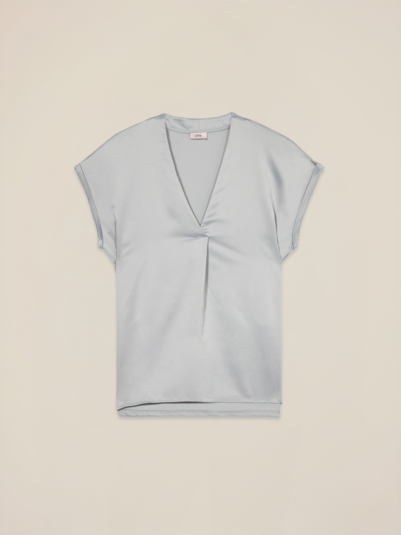 Two-material V-neck T-shirt image number 4