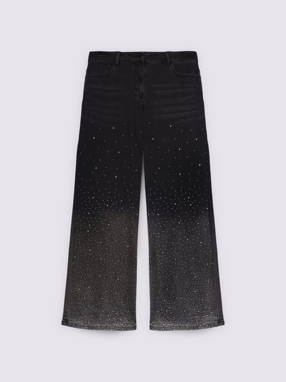 Jeans wide leg con punti luce effetto degradé