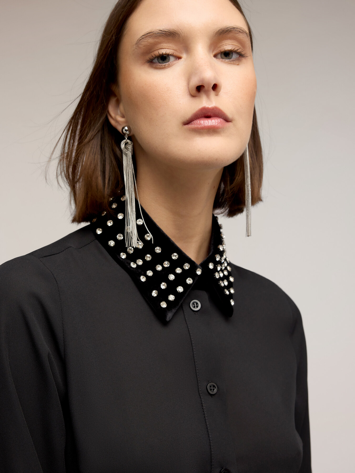 Robe en georgette avec col brod&eacute; image number 3