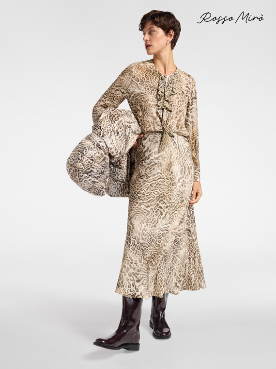 Animal print midi skirt