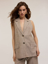 Gilet monopetto gessato in lino image number 2
