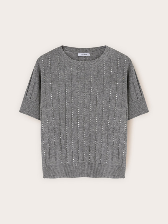 Rippenstrick mit Strass-Reihen