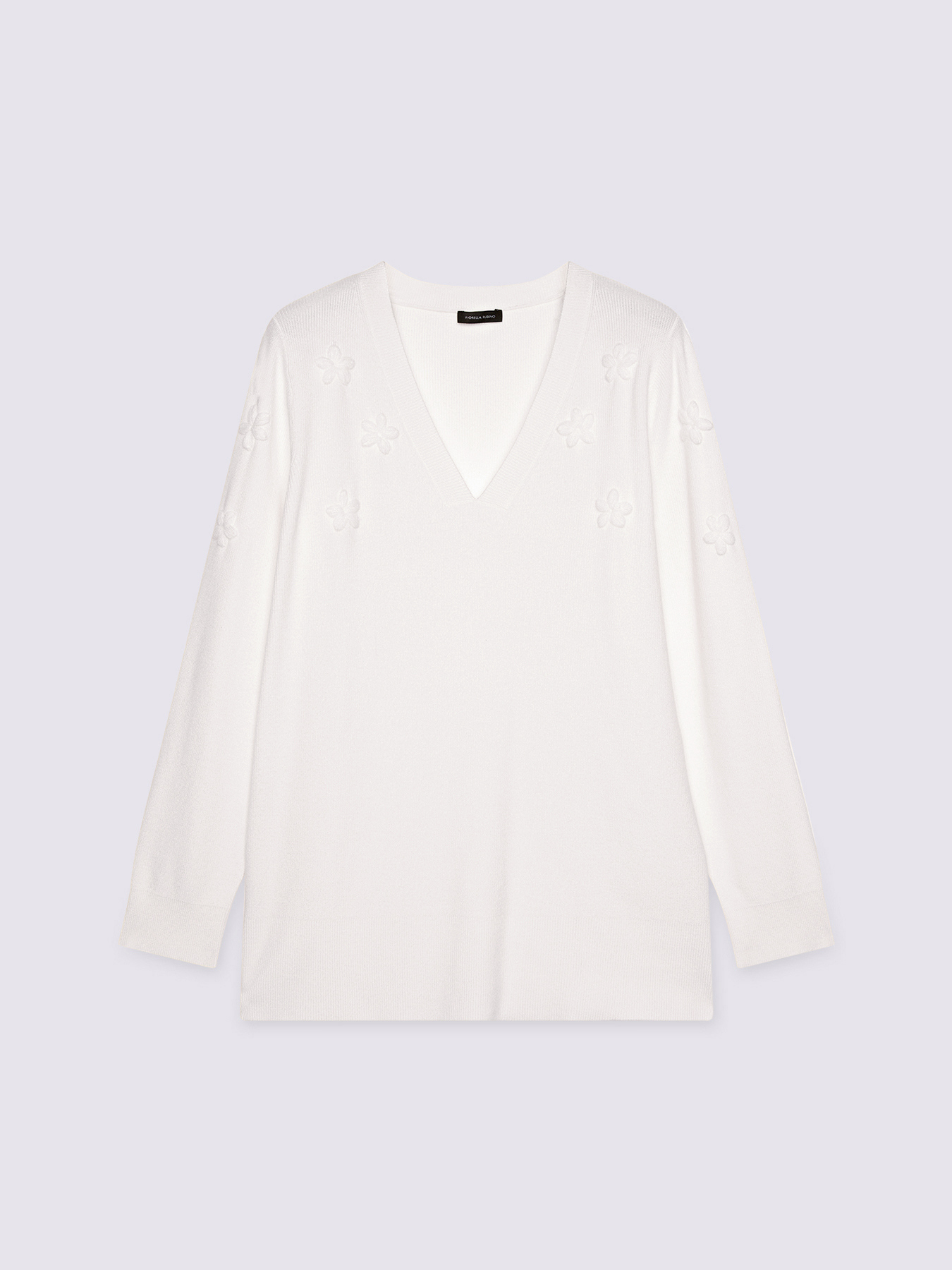 Pull à col en V avec broderie florale image number 4