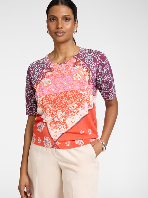 Printed viscose blend knitwear
